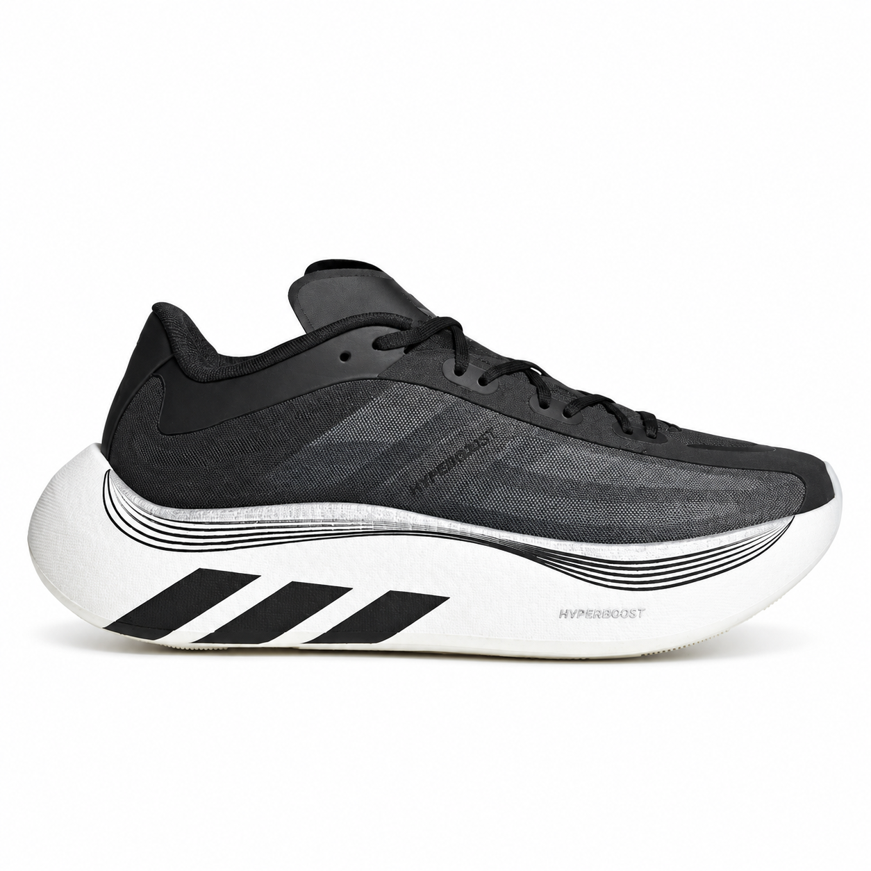 Black striped sneaker on clean white hyperboost black/white - Image 1