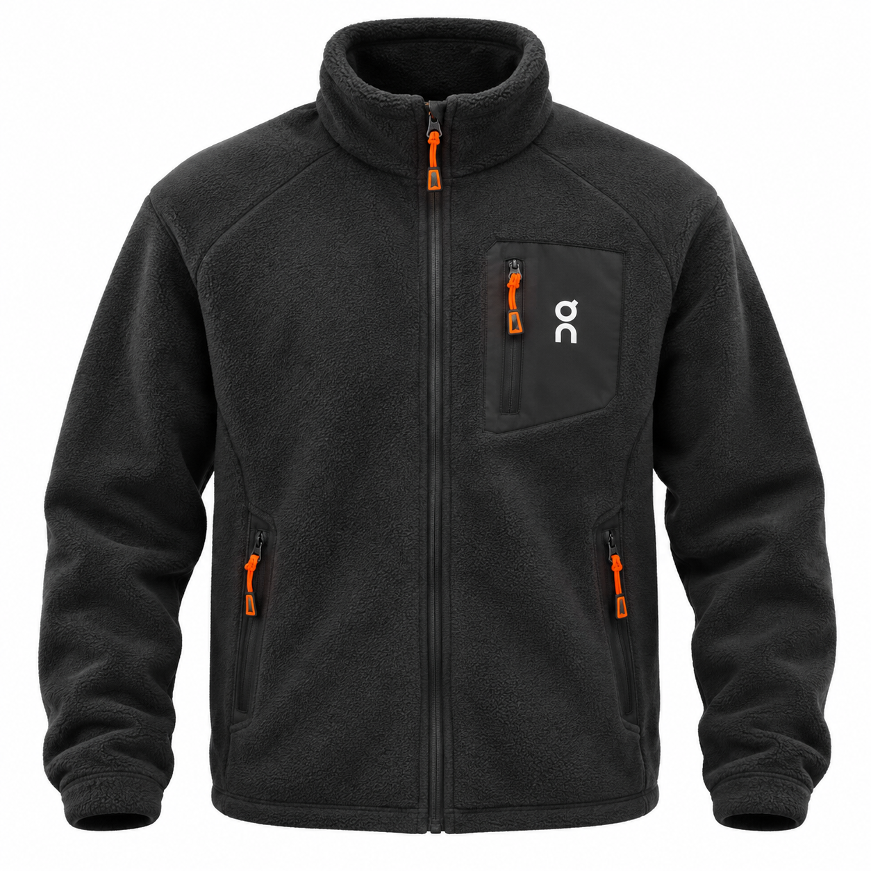 Charcoal Fleece Jacket with Orange Accents ON CLOUD FLEECE JACKET - Image 1