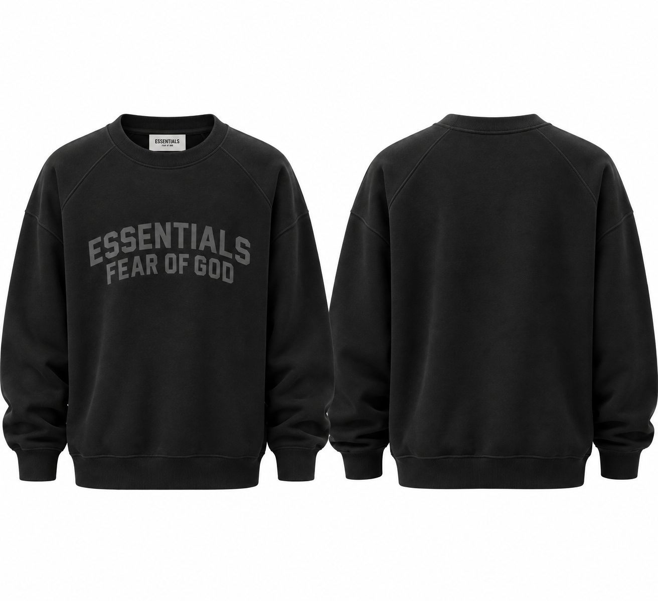 Essentials Sweatshirt Front and Back Views sweatshirt essentials black - Image 1