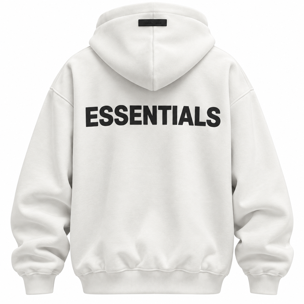 Minimalist Essentials Hoodie Back Mockup WHITE ESSENTIALS JACKET - Image 1