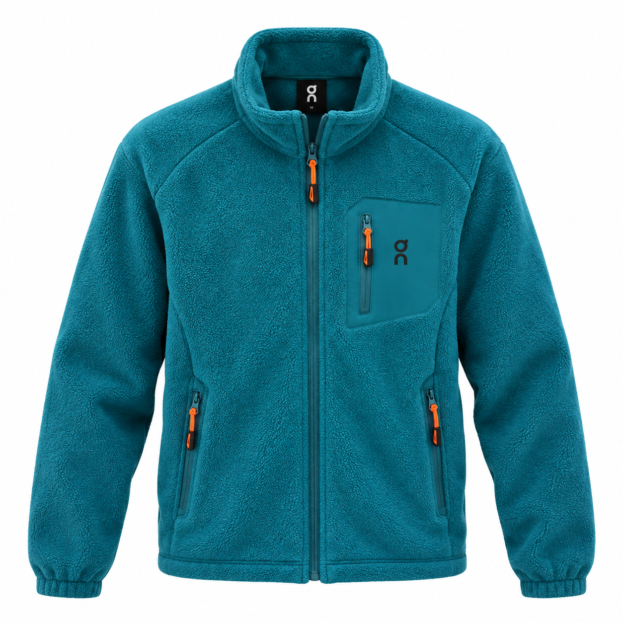 Teal Sherpa Fleece Jacket with Orange Accents FLEECE ON CLOUD JACKET - Image 1